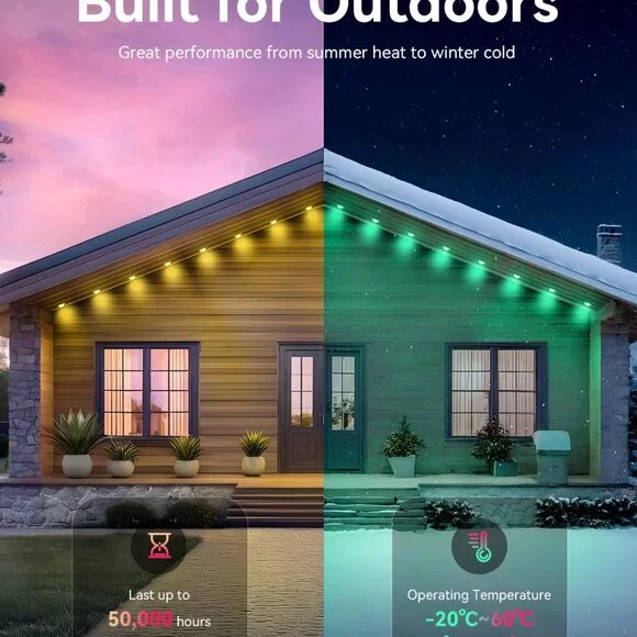 75 LED RGB Eaves Lights - App-Controlled, Waterproof for Stunning Seasonal Decor